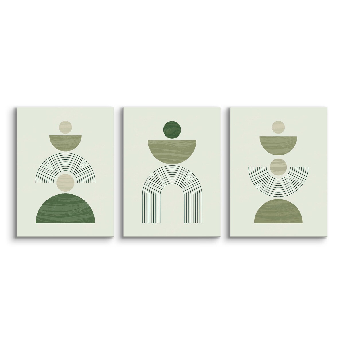 3x Obraz Do Sypialni Set Zielone Misy Abstrakcja Styl Boho Minimalizm 30x40cm