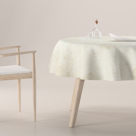 Obrus okrągły 130 x 130 cm ecru ornament