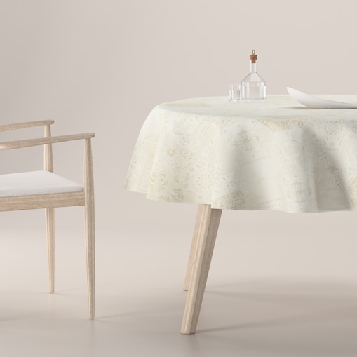 Obrus okrągły 130 x 130 cm ecru ornament