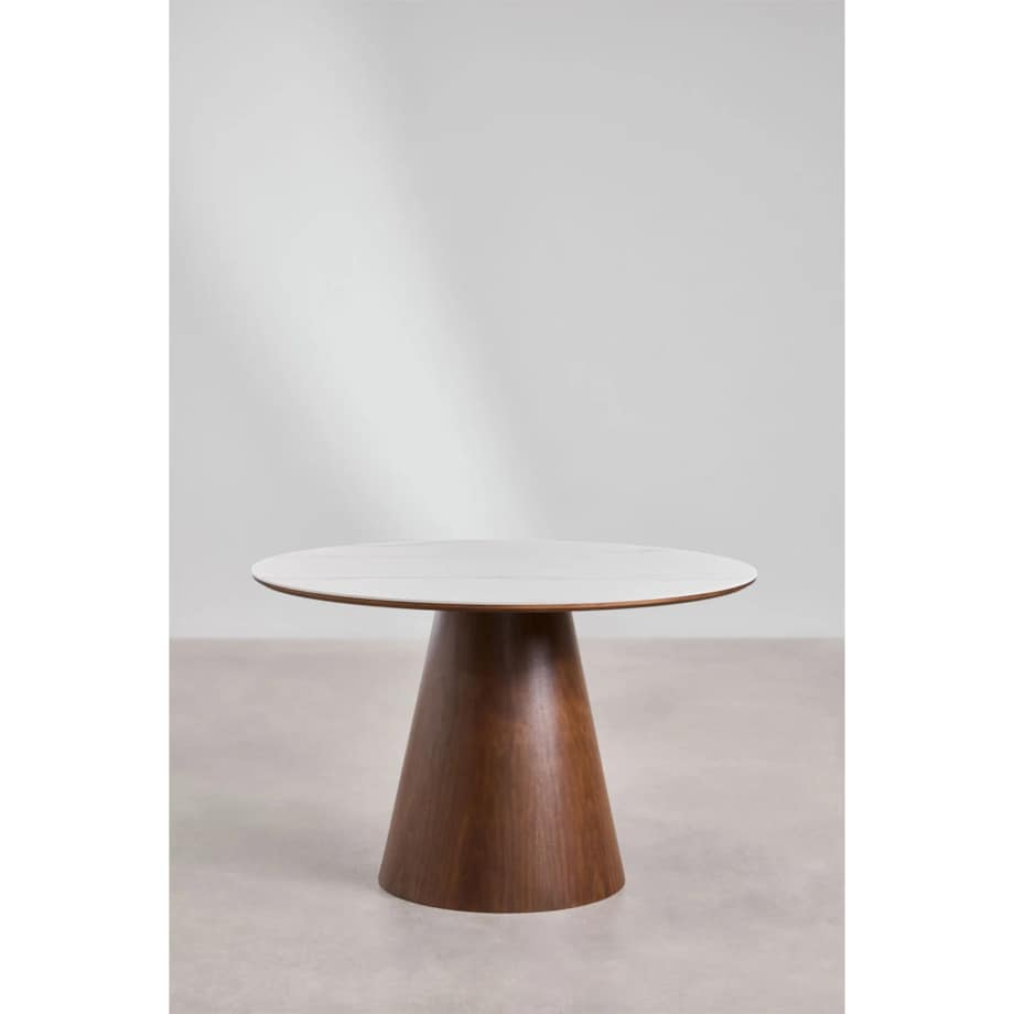 Stół jadalniany z ceramicznym blatem Ø120 cm Aura orzechowy
