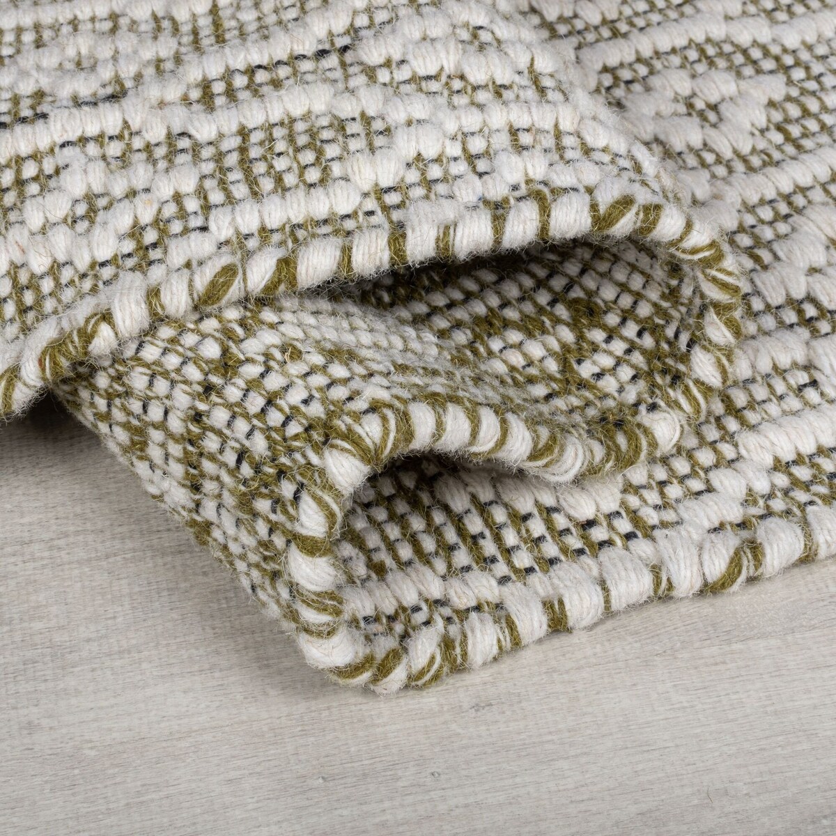 Dywan Wełniany Dream Wool Blend Global Rug Zielony/Kremowy 80x150