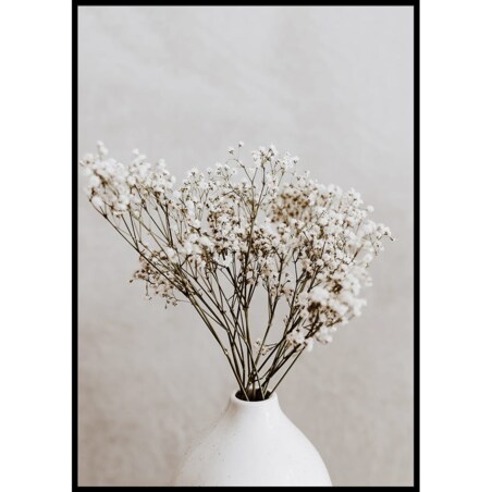 plakat białe suszone kwiaty 2 21x30 cm