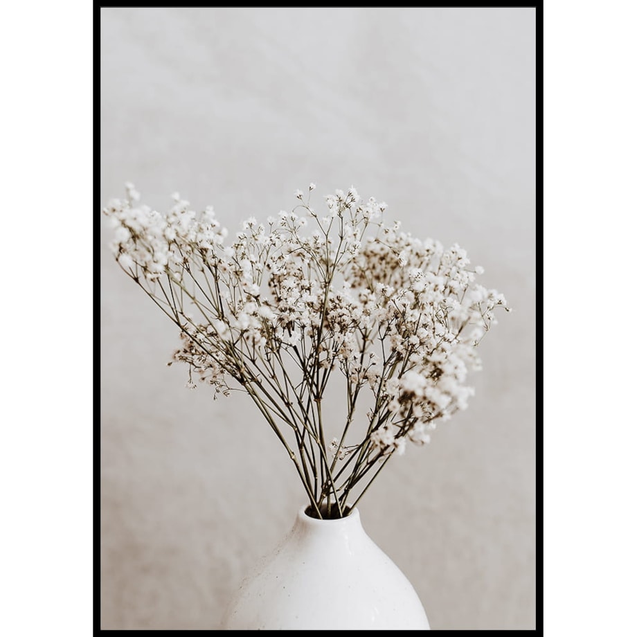 plakat białe suszone kwiaty 2 21x30 cm