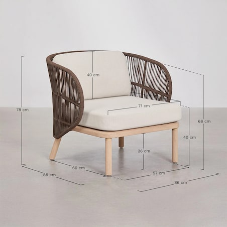 Fotel ogrodowy z drewna akacjowego i plecionego sznurka Capri