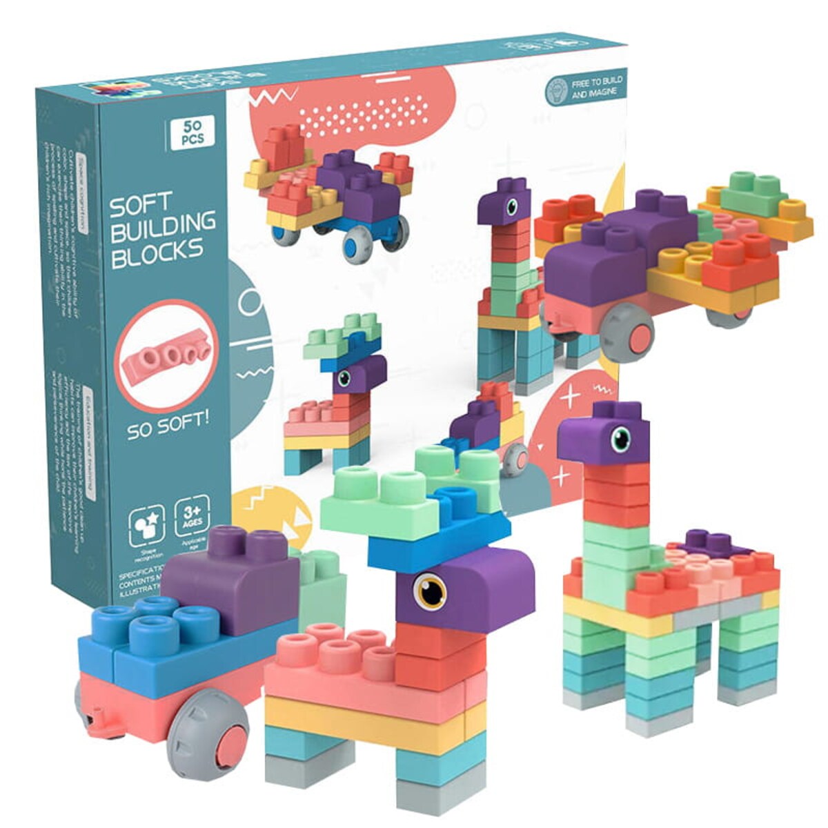 SOFT blocks - miękkie klocki konstrukcyjne 50 elementów