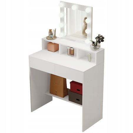 TOALETKA Z LUSTREM LED DO MAKIJAŻU WIZAŻU KOSMETYCZNA NOWOCZESNA LOFT 80 CM