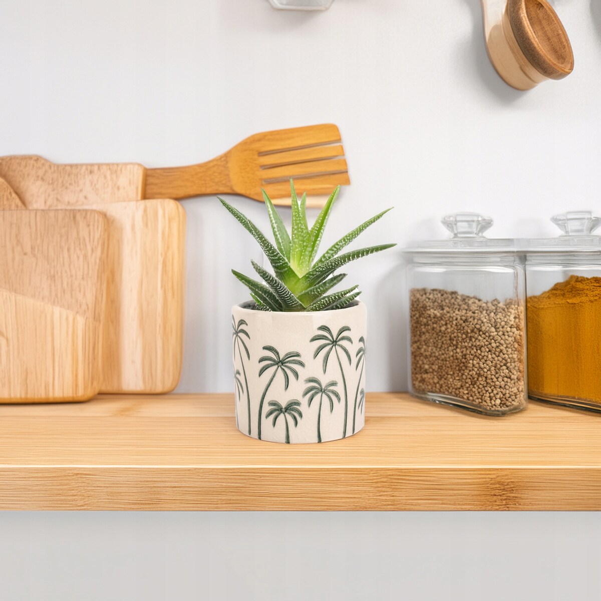 DONICZKA PALMY CERAMICZNA 12cm mała do salonu osłonka palma na parapet