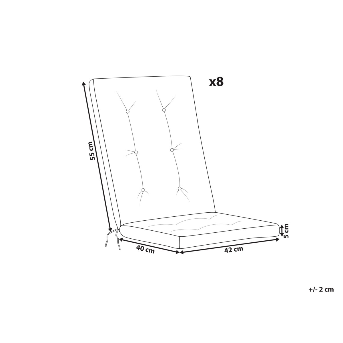 Zestaw 8 poduszek siedziskowych/oparciowych MAUI PREMIUM Beżowoszary