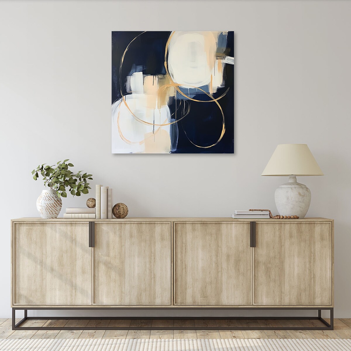 Feeby Obraz na płótnie, Abstrakcja niebieski złoty jak malowana 60x60