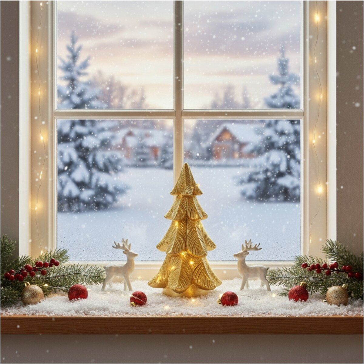 Choinka Led Złota Świecąca Figurka 15,5 Cm Ozdobna Dekoracja Świąteczna Na Baterie