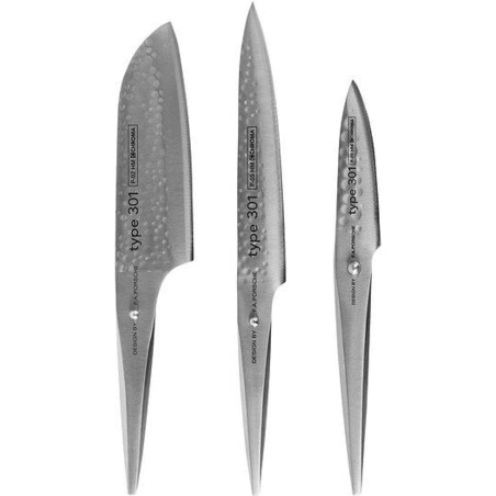 Nóż Santoku, nóż do plastrowania i do obierania Type 301 HM w zestawie