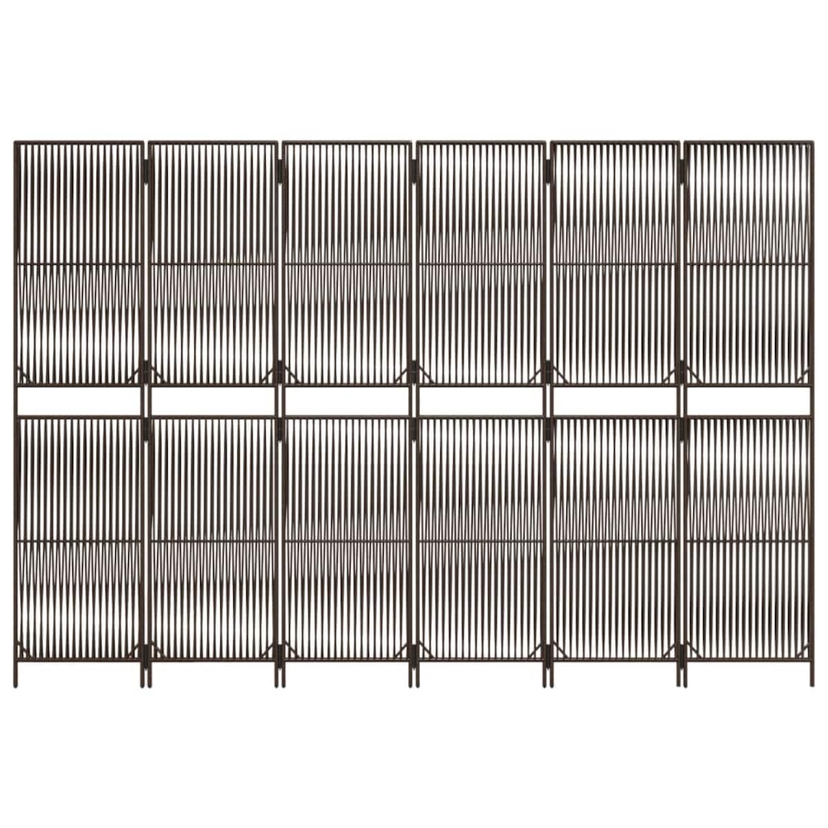 vidaXL Parawan 6-panelowy, brązowy, polirattan