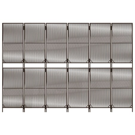 vidaXL Parawan 6-panelowy, brązowy, polirattan