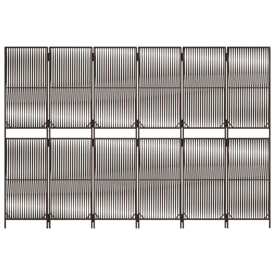 vidaXL Parawan 6-panelowy, brązowy, polirattan