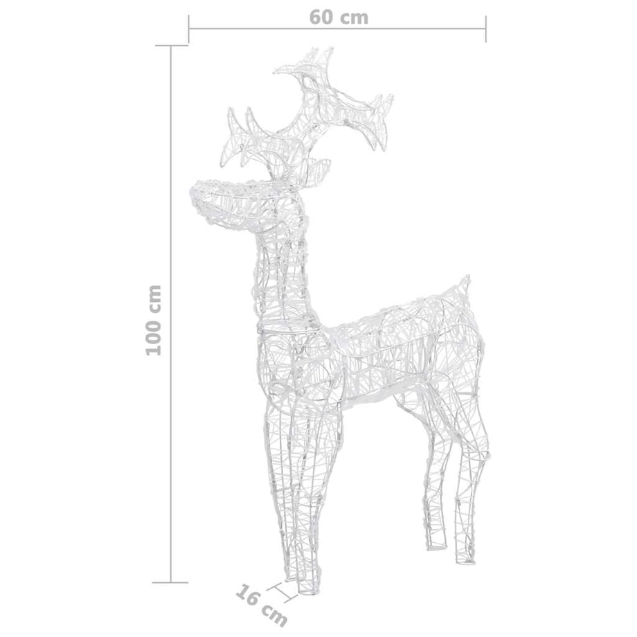 vidaXL Świąteczna dekoracja, renifer, 90 diod LED, 60x16x100 cm, akryl
