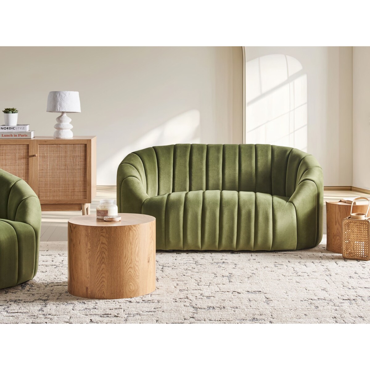 Sofa dla 2 osób MALUNG Welur Ciemnozielony