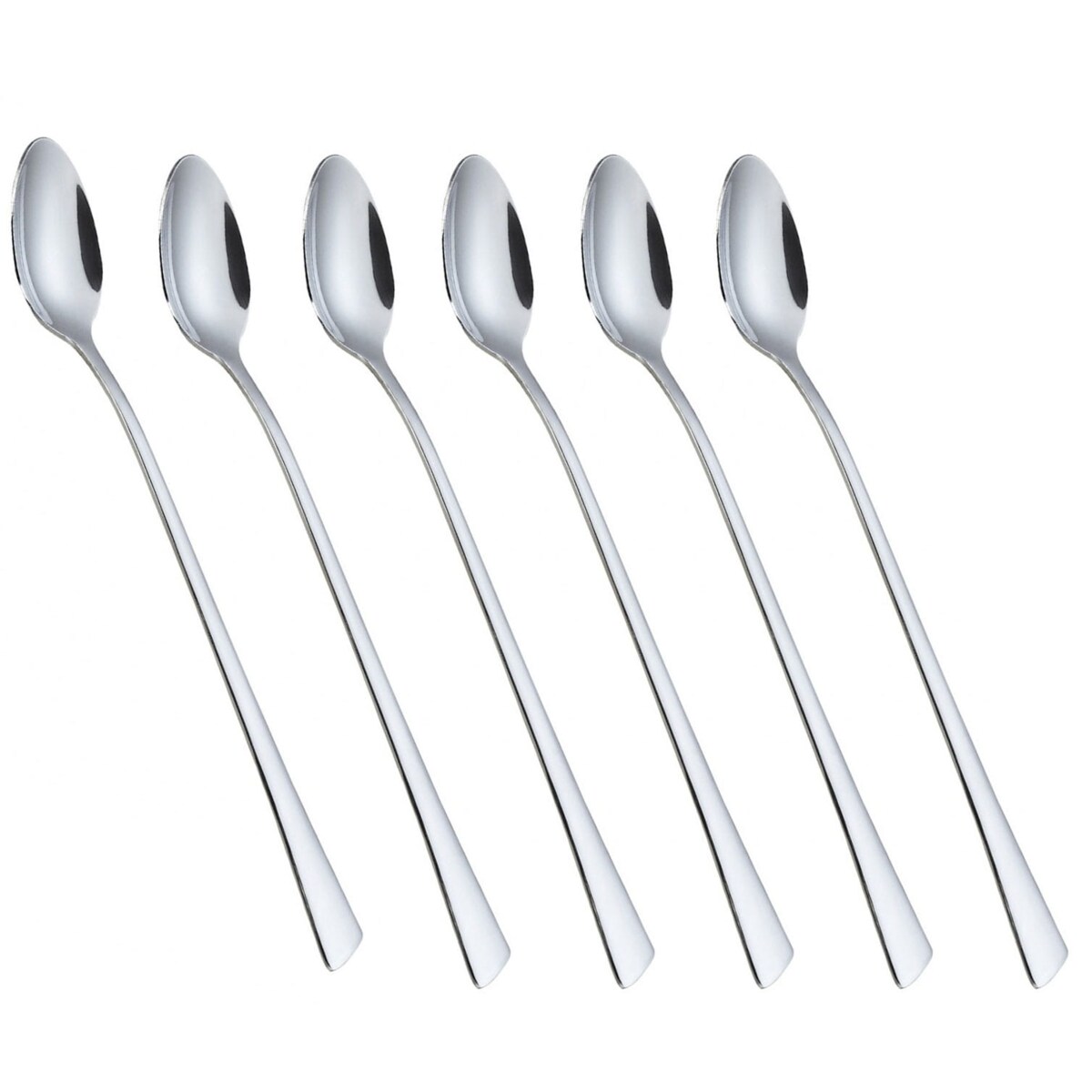 Łyżeczki koktajlowe długie do drinków kawy latte zestaw 6 sztuk Połysk KINGHOFF