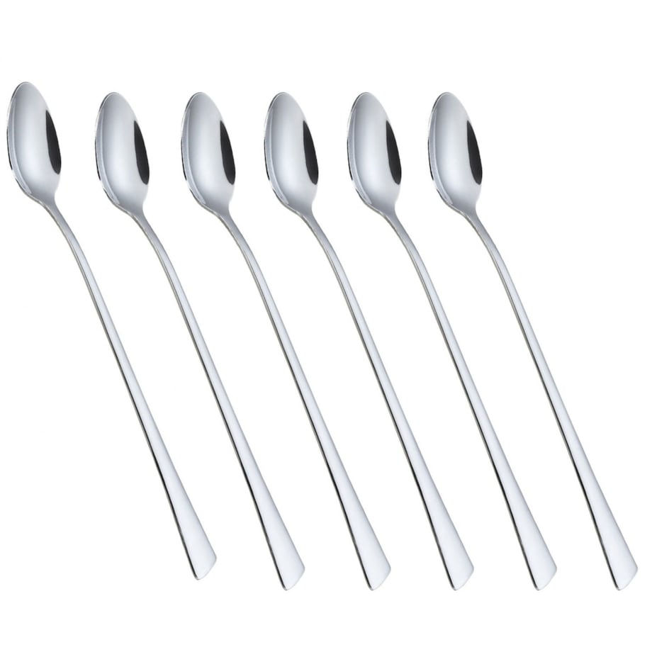 Łyżeczki koktajlowe długie do drinków kawy latte zestaw 6 sztuk Połysk KINGHOFF