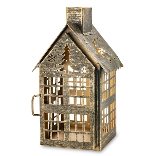 Dekoracja - metalowy domek 20x11,5x10 cm MIHNU z jeleniem na dachu