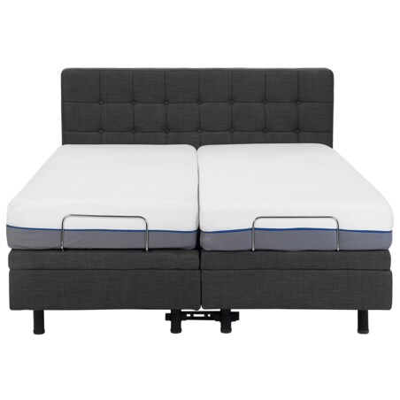 Łóżko regulowane tapicerowane 180 x 200 cm szare DUKE