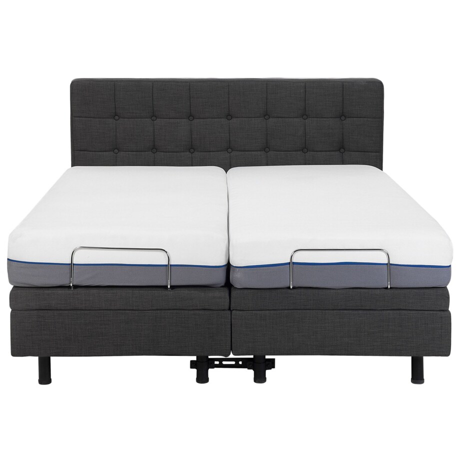 Łóżko regulowane tapicerowane 180 x 200 cm szare DUKE