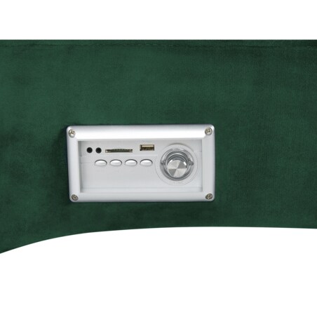 Szezlong welurowy z głośnikiem Bluetooth i portem USB zielony SIMORRE