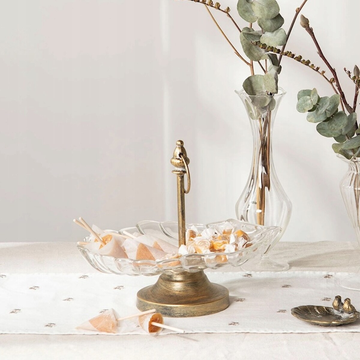 MISA MISKA NA KLUCZE DROBIAZGI PATERA 30cm RETRO ZŁOTA OZDOBA DEKORACJA