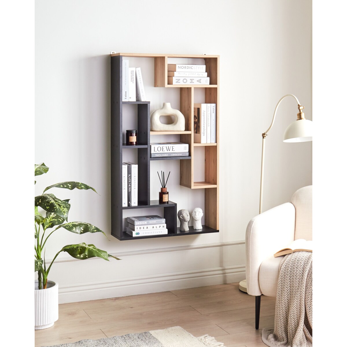Regał ALMA Jasne drewno z czarnym