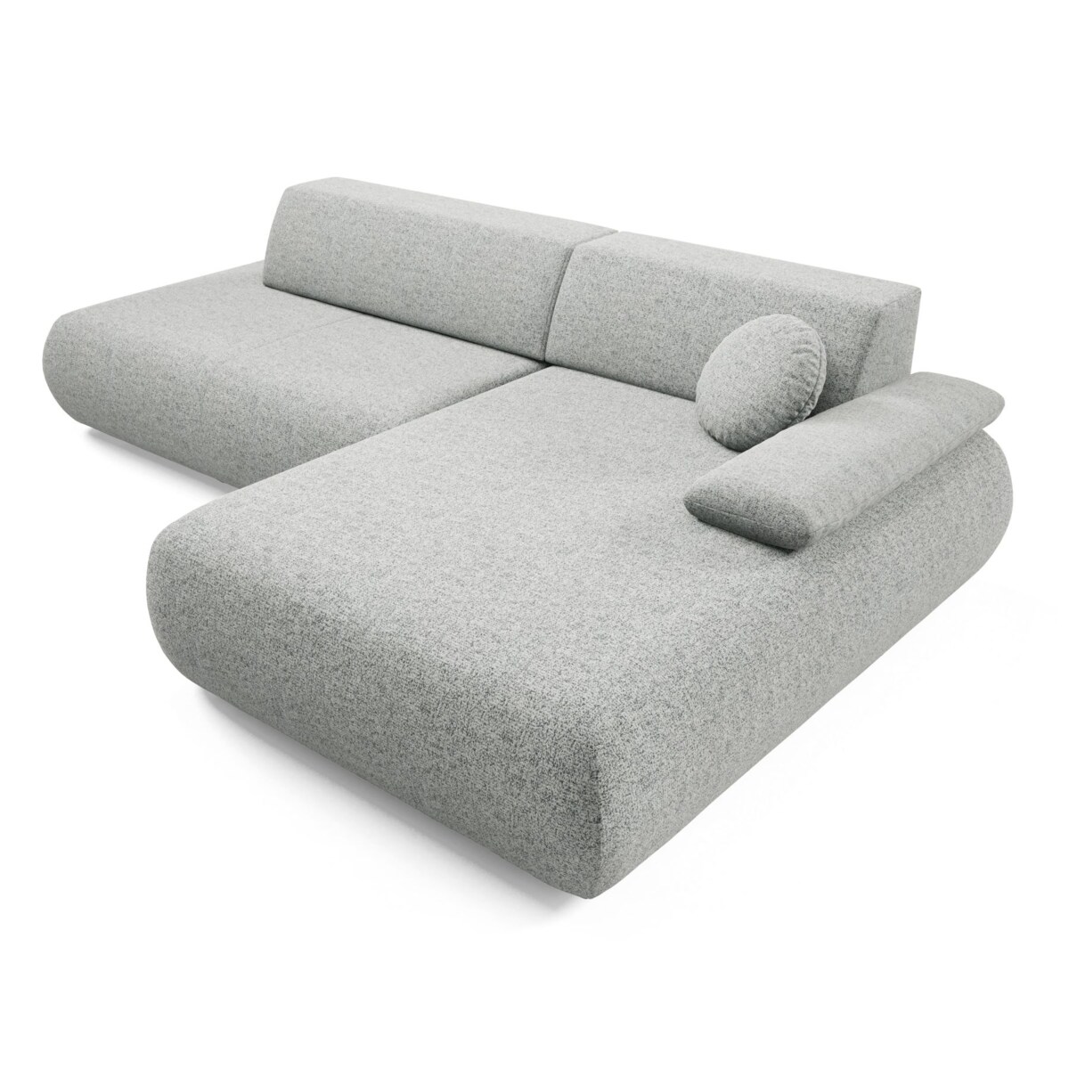 Narożnik rozkładany PENTI z pojemnikiem na pościel, prawy, szary