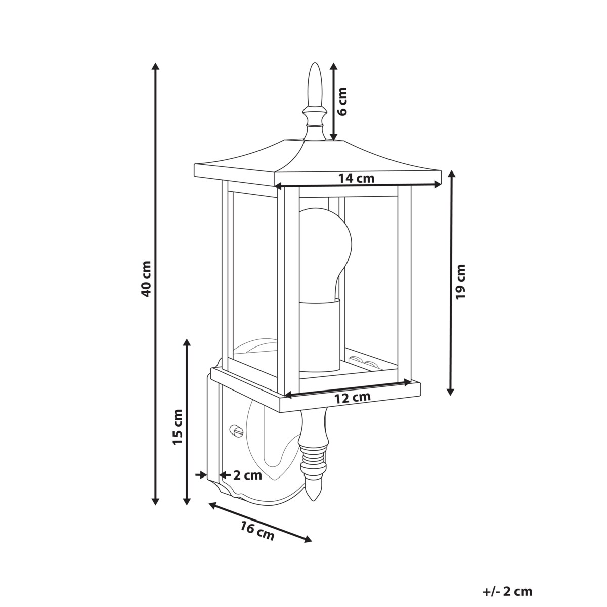 Lampa ścienna ogrodowa ANDAM Czarny
