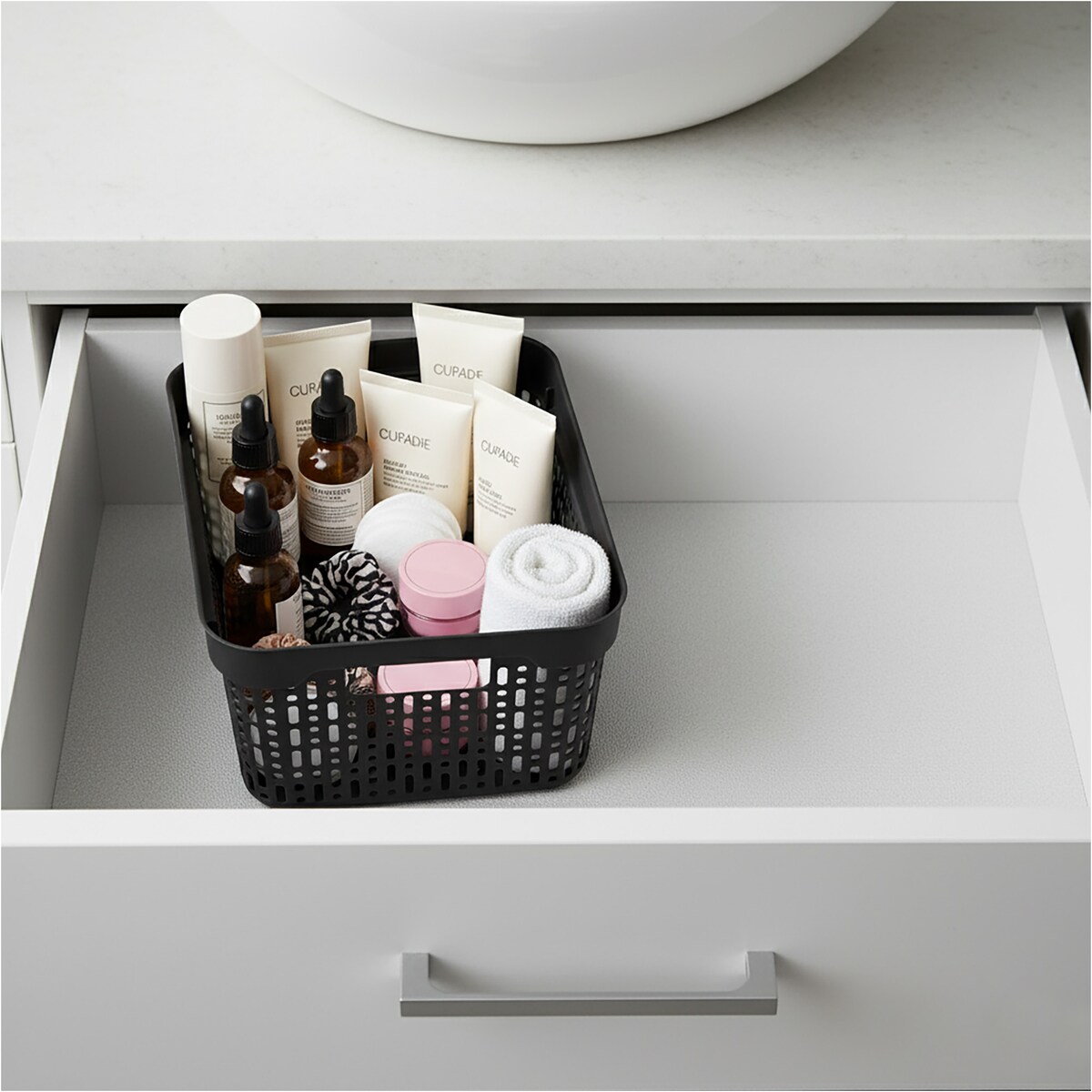 5X Koszyk Ażurowy Koszyczek Plastikowy Na Kosmetyki Do Łazienki Pudełko Pojemnik Do Szuflady Czarny Zestaw