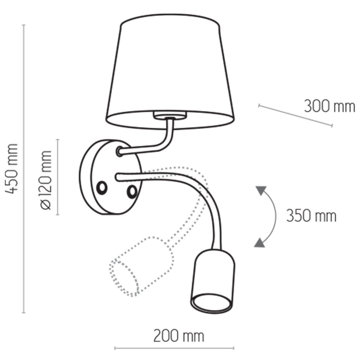Lampa ścienna do czytania Maja 2535 TK Lighting abażur tkanina biała