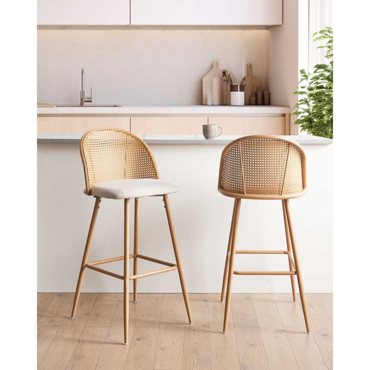 Zestaw 2 krzeseł barowych CORNELL Metal Jasnobrązowy