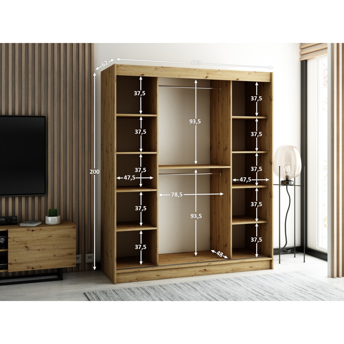 Szafa przesuwna Garderoba LAMELO 2 180 czarny