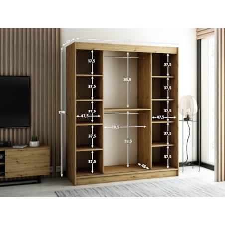 Szafa przesuwna Garderoba LAMELO 2 180 czarny