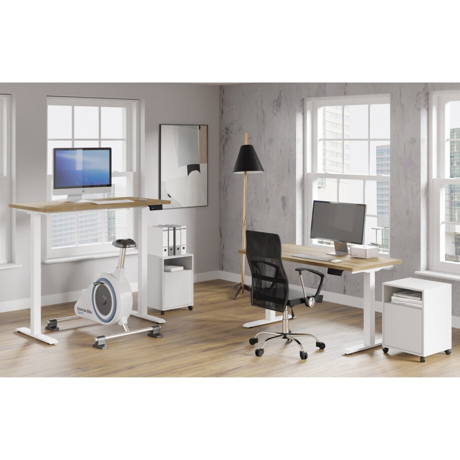 Biurko elektryczne z regulacją BIMotion 2S 140x70 biały/dąb