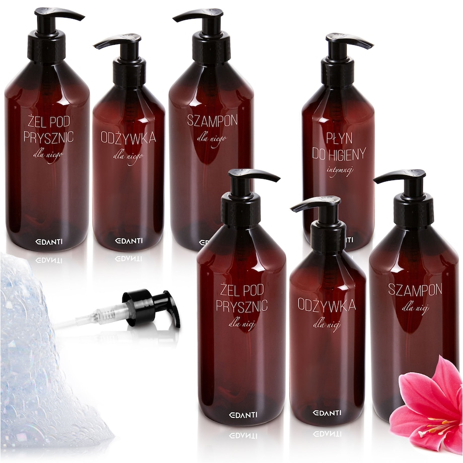 7X Dozownik Z Pompką Butelka Do Szamponu Żelu Pod Prysznic Zestaw Dla Pary Do Łazienki