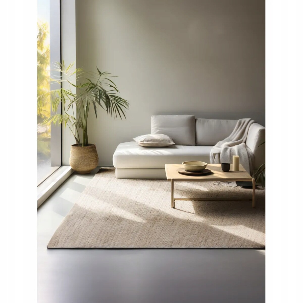 Dywan jutowy do salonu 120x170 cm, naturalny kremowy dywan z juty