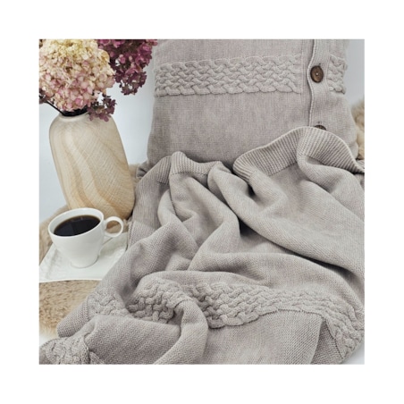 Koc dzianinowy z wełny MERINO 200x220 cm – FLORENCE200 NUDE