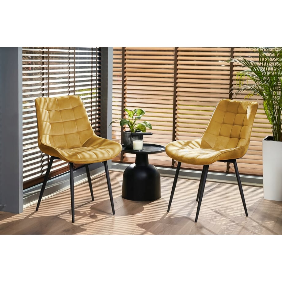 Krzesło tapicerowane welurowe MISTY musztardowe