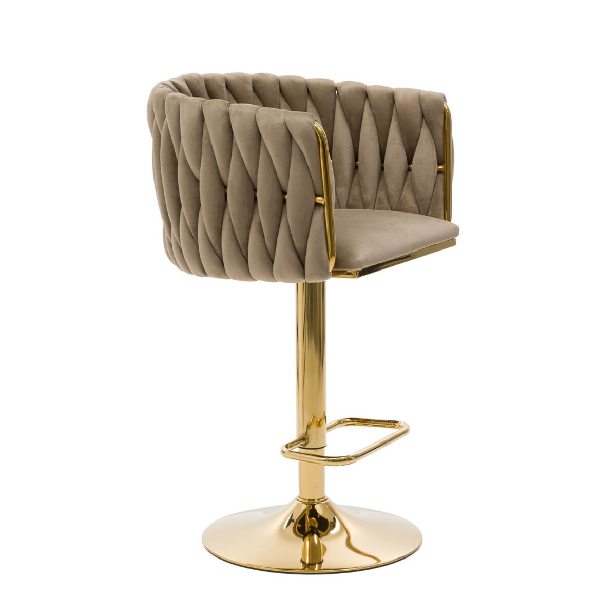 Hoker do kuchni krzesło regulowane do jadalni plecione oparcie ROSA GOLD