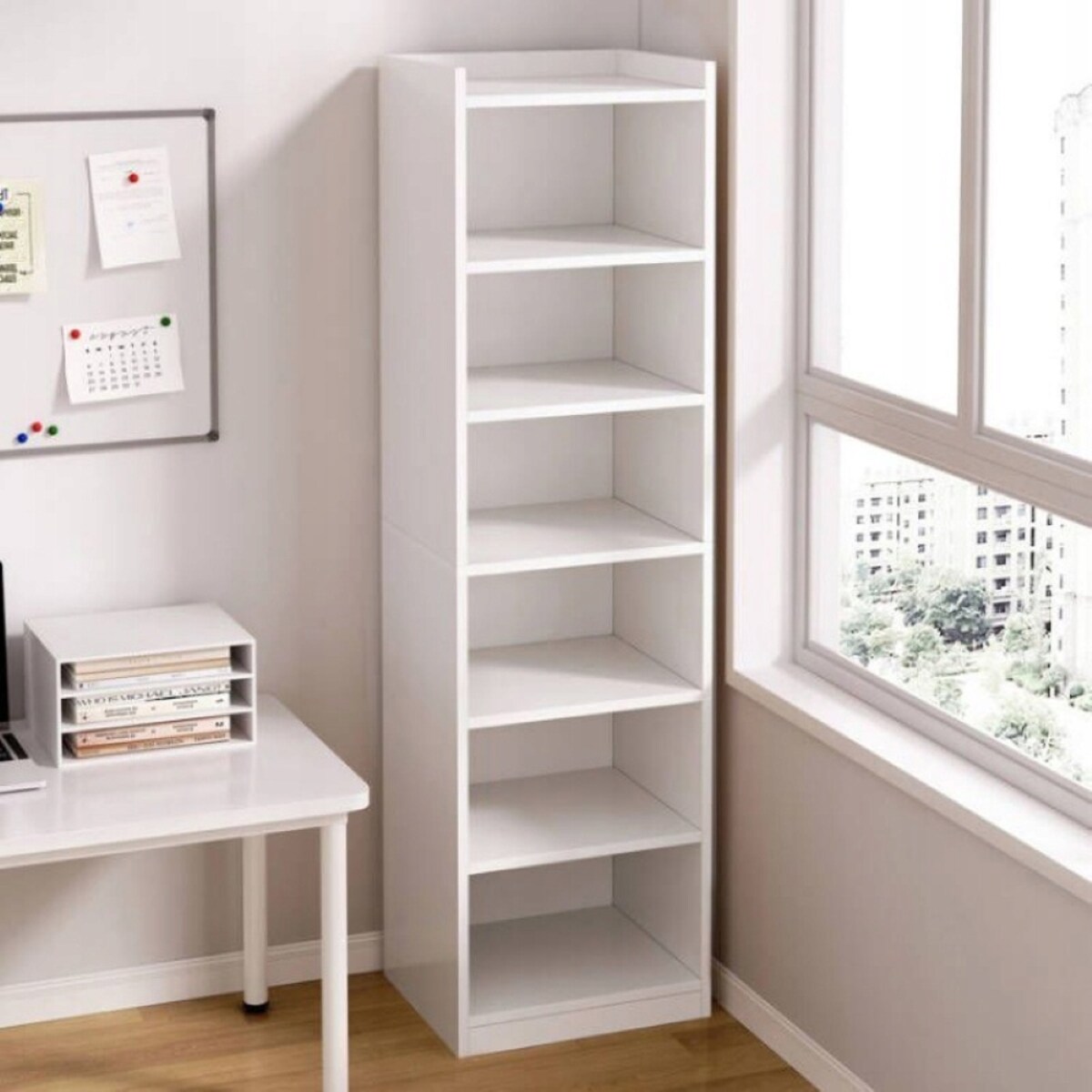 Biały Regał Stojący Na Książki Półki Wysoki Skandynawski Słupek Szafa 180cm