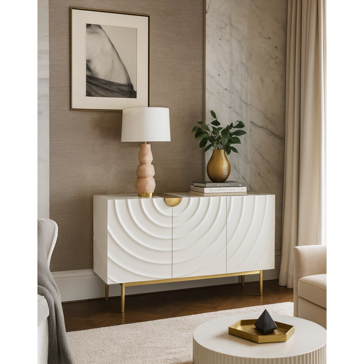 Komoda złota Primavera Glamour Premium 150x40x86