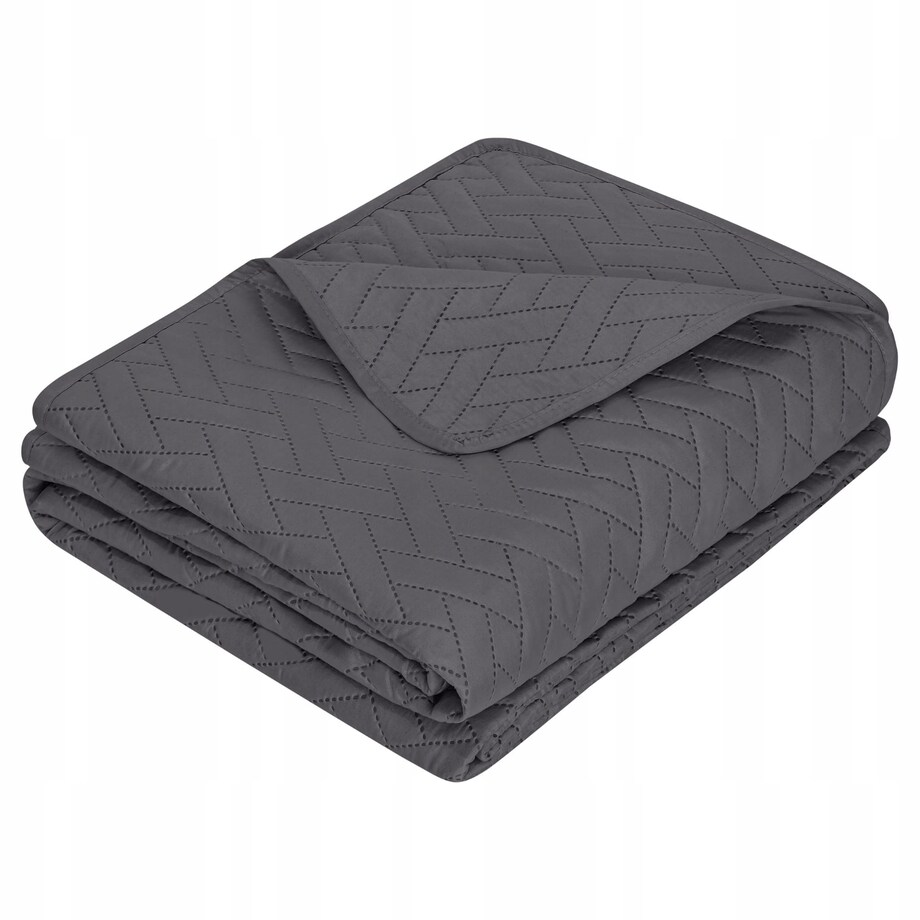 Narzuta na Łóżko 240 x 220 Pikowana Dash Grafitowa Dwustronna Jednokolorowa