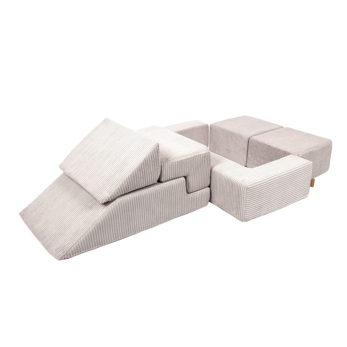 Piankowa Sofa Kostka dla Dzieci - Sofa do Pokoju Dziecięcego, Aesthetic, Ecru