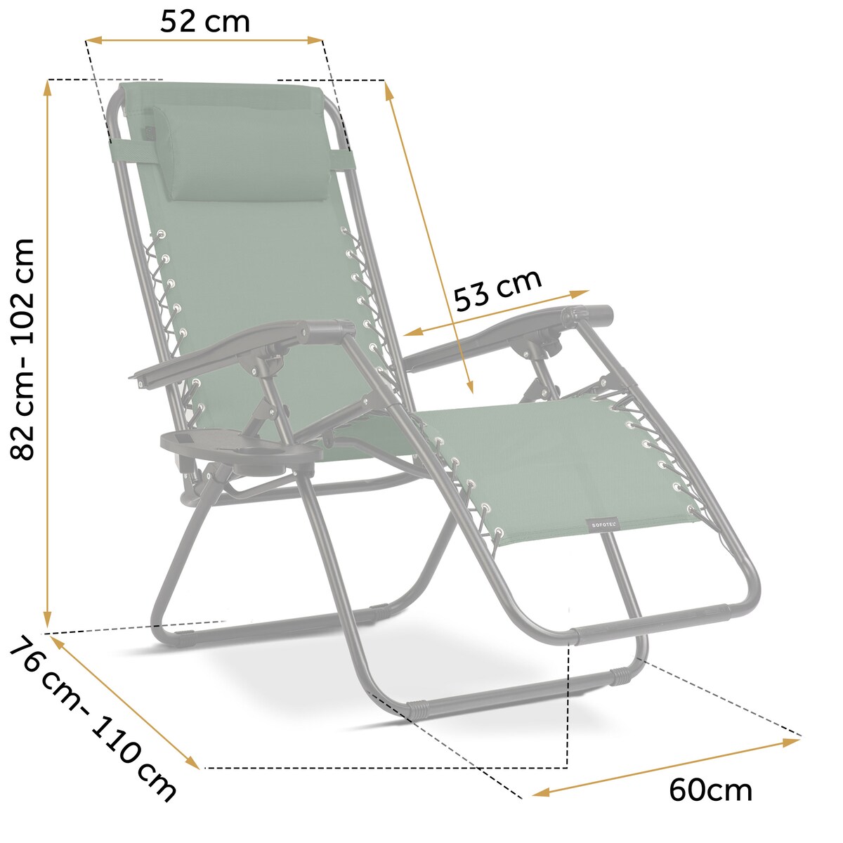 Leżak ogrodowy grawitacyjny Sofotel plażowy zielony składany fotel na taras balkon