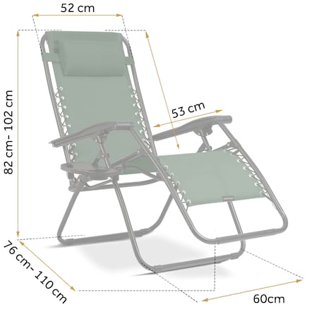 Leżak ogrodowy grawitacyjny Sofotel plażowy zielony składany fotel na taras balkon