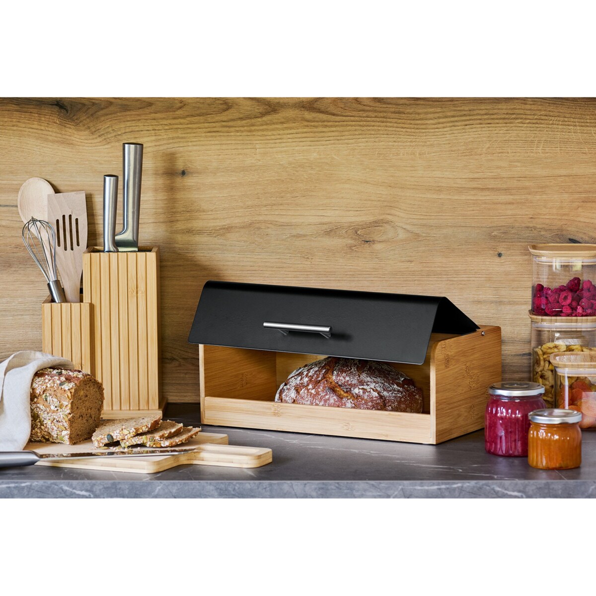 Chlebak bambusowy 8000 ml 36,3x20x13,5 cm ZEPHIR czarno-brązowy
