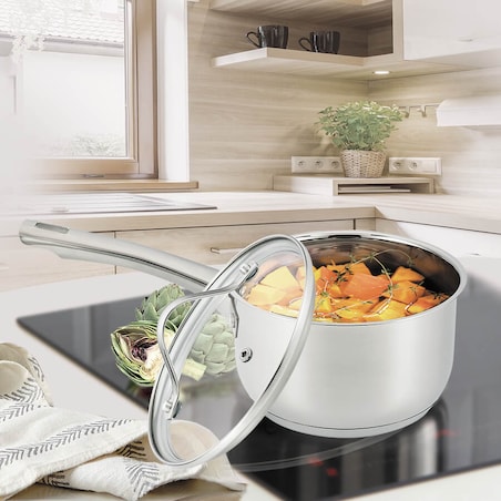 Rondel stalowy z pokrywką na indukcję gaz 16cm 1.8L MAESTRO