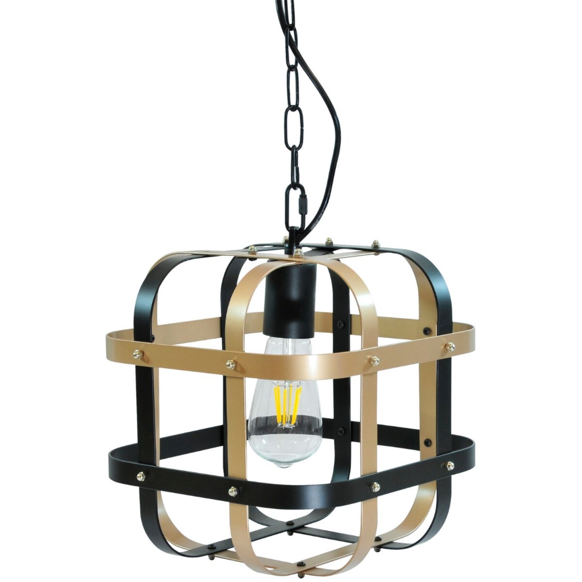 Zwisowa lampa Klatka 312471 na łańcuchu czarna złota